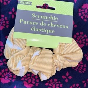 Yellow and White Striped Hair Scrunchie